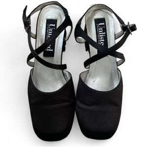 Vintage Unlisted Black Satin Mary Jane Heels